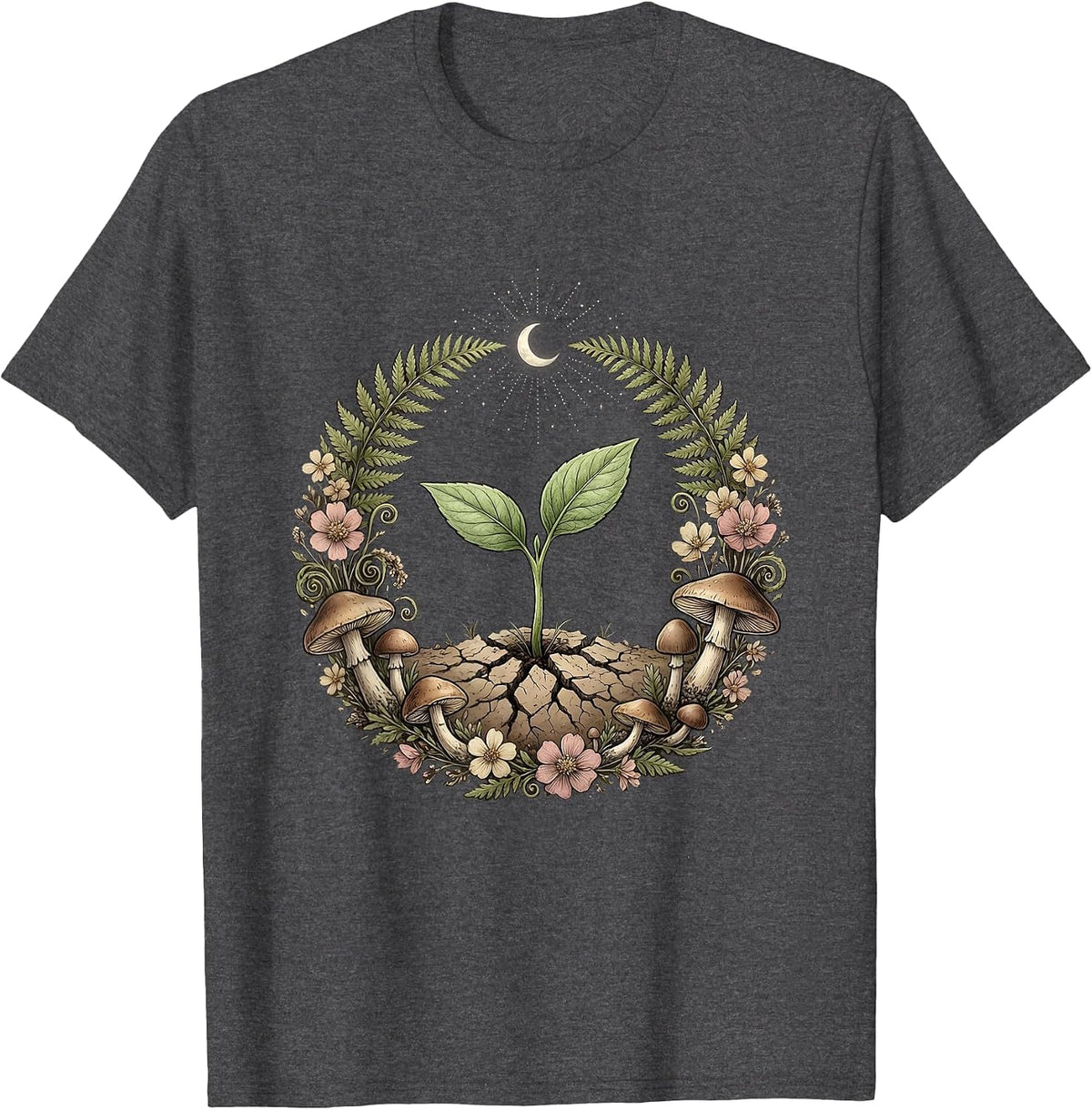 Mental Health Seedling Growth Illustration T-Shirt - Dark Heather Grey