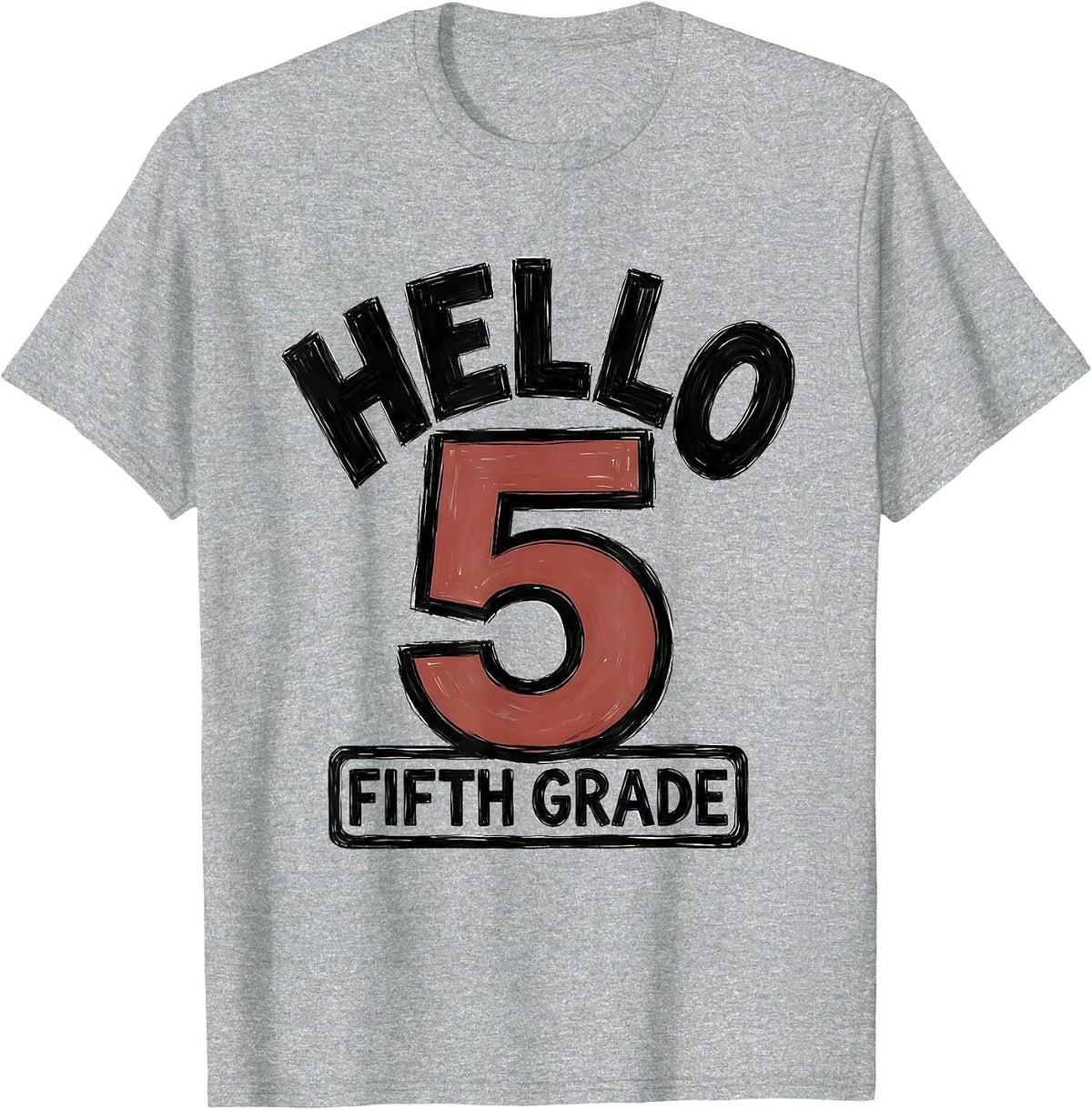 Men's Hello, Fifth Grade Cute Fifth Grade Teacher Back To School T-Shirt - Heather Grey