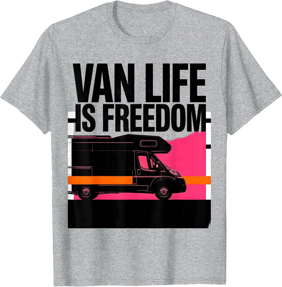 Men's Van Life Is Freedom Brutalist Van Dwellers Nomad Retro T-Shirt - Heather Grey