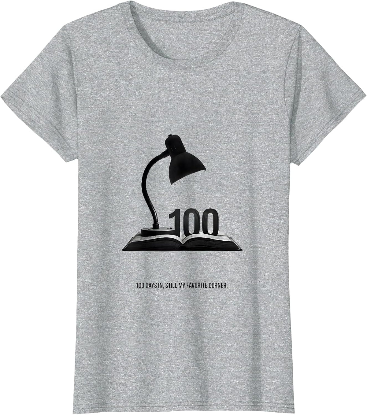 100 Days In, Still My Favorite Corner Minimalist Reading T-Shirt - Heather Grey