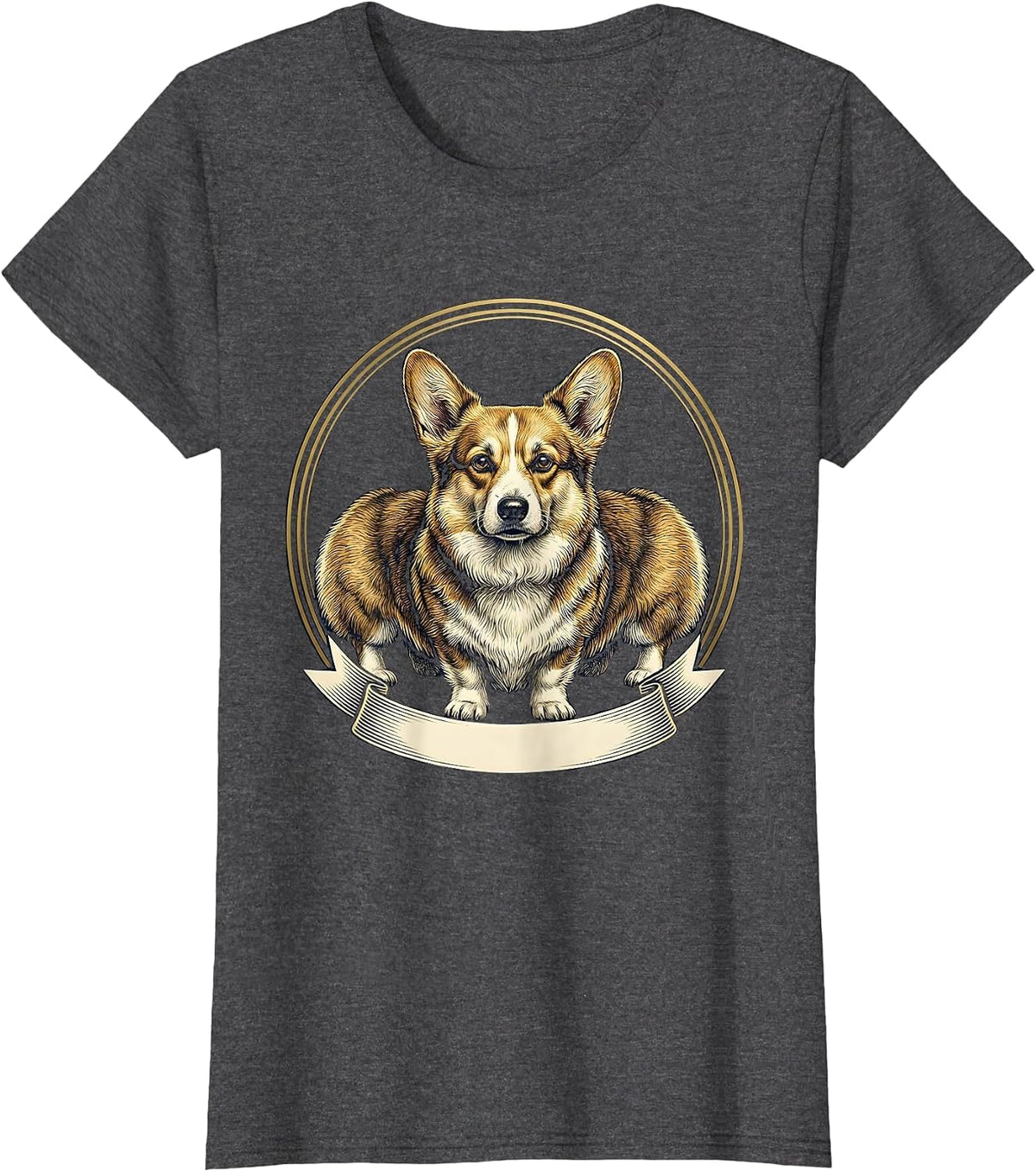 Women's Corgi Seal Emblem Corgi Lover Dog Owner Humor T-Shirt - Dark Heather Grey
