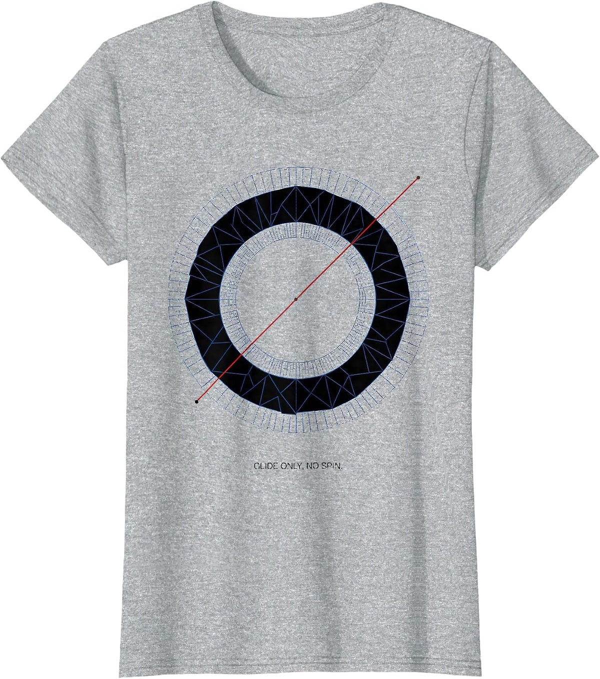 Women's Glide Only No Spin Geometric Throwers Defiant Humor Gift T-Shirt - Heather Grey