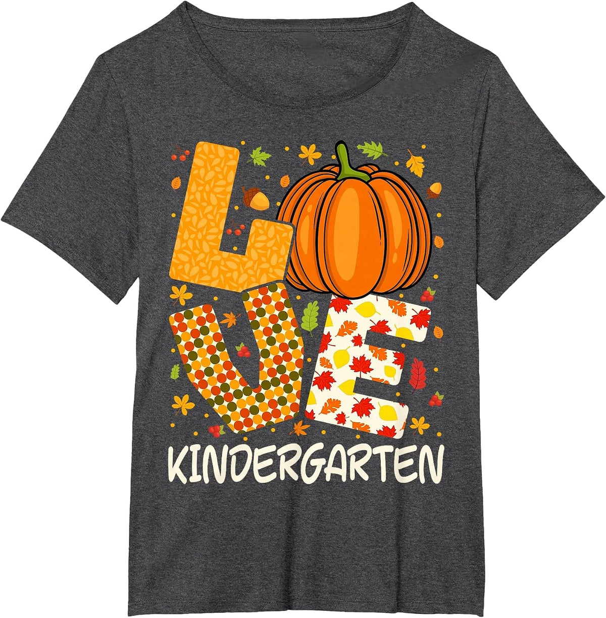 Love Nursery Teacher Pumpkin Fall Autumn Thanksgiving T-Shirt - Dark Heather Grey