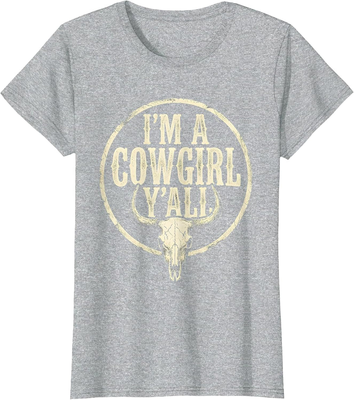 I'm A Cowgirl Y'all Boho Western Mono Rodeo Pride T-Shirt - Heather Grey