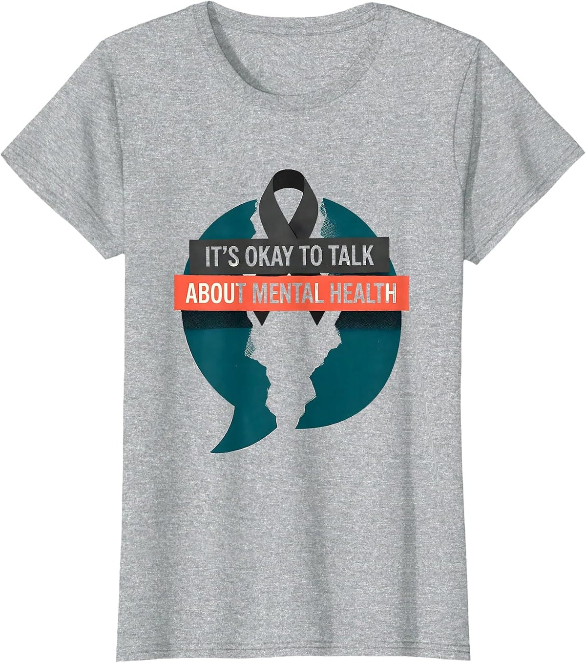 It's Okay To Talk About Mental Health Inspirational T-Shirt - Heather Grey