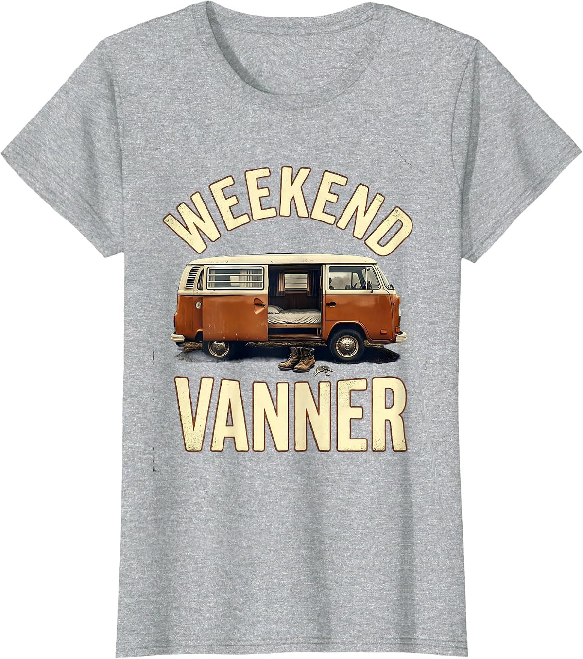 Women's Weekend Vanner Vintage Van Life Retro Road Trip T-Shirt - Heather Grey
