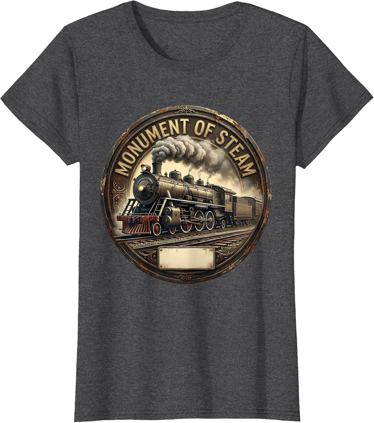 Women's Monument Of Steam Vintage Big Boy 4014 Steam Locomotive T-Shirt - Dark Heather Grey