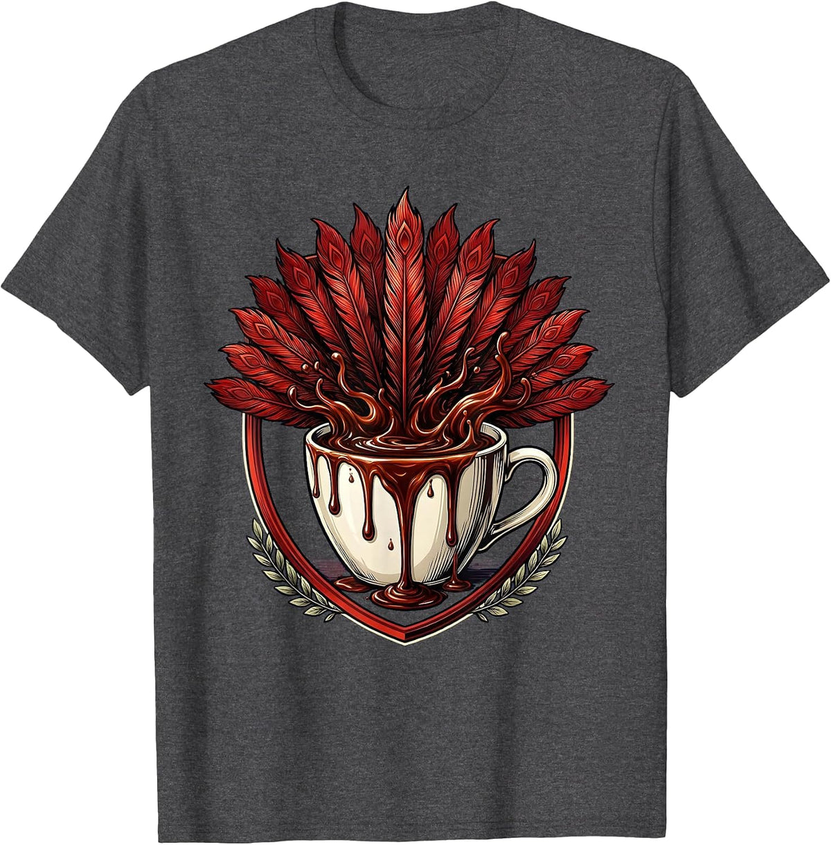 Substitute Teacher Overflowing Grading Pens Design T-Shirt - Dark Heather Grey