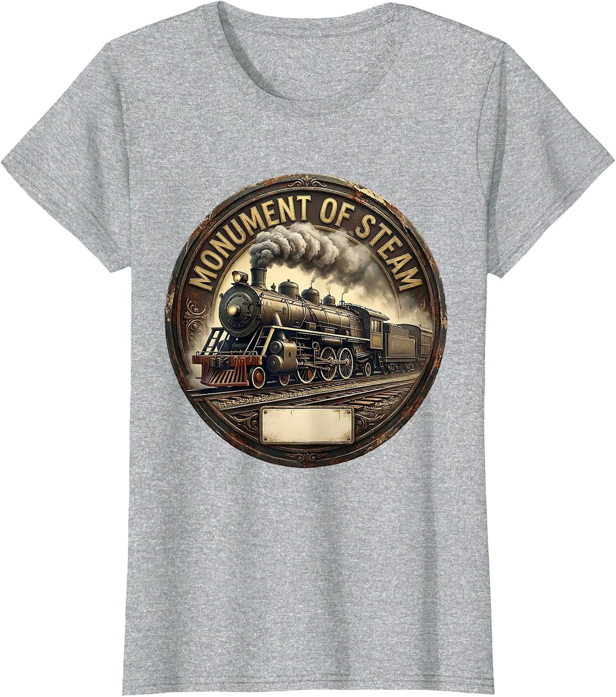 Women's Monument Of Steam Vintage Big Boy 4014 Steam Locomotive T-Shirt - Heather Grey