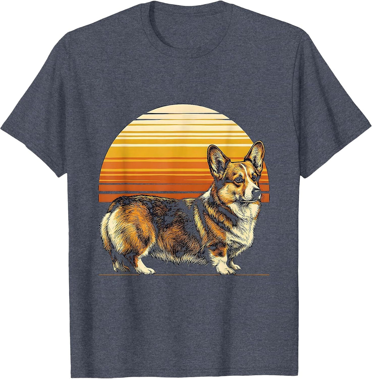 Retro Pembroke Corgi Dog Lover Funny Corgi Mom Dad T-Shirt - Heather Blue