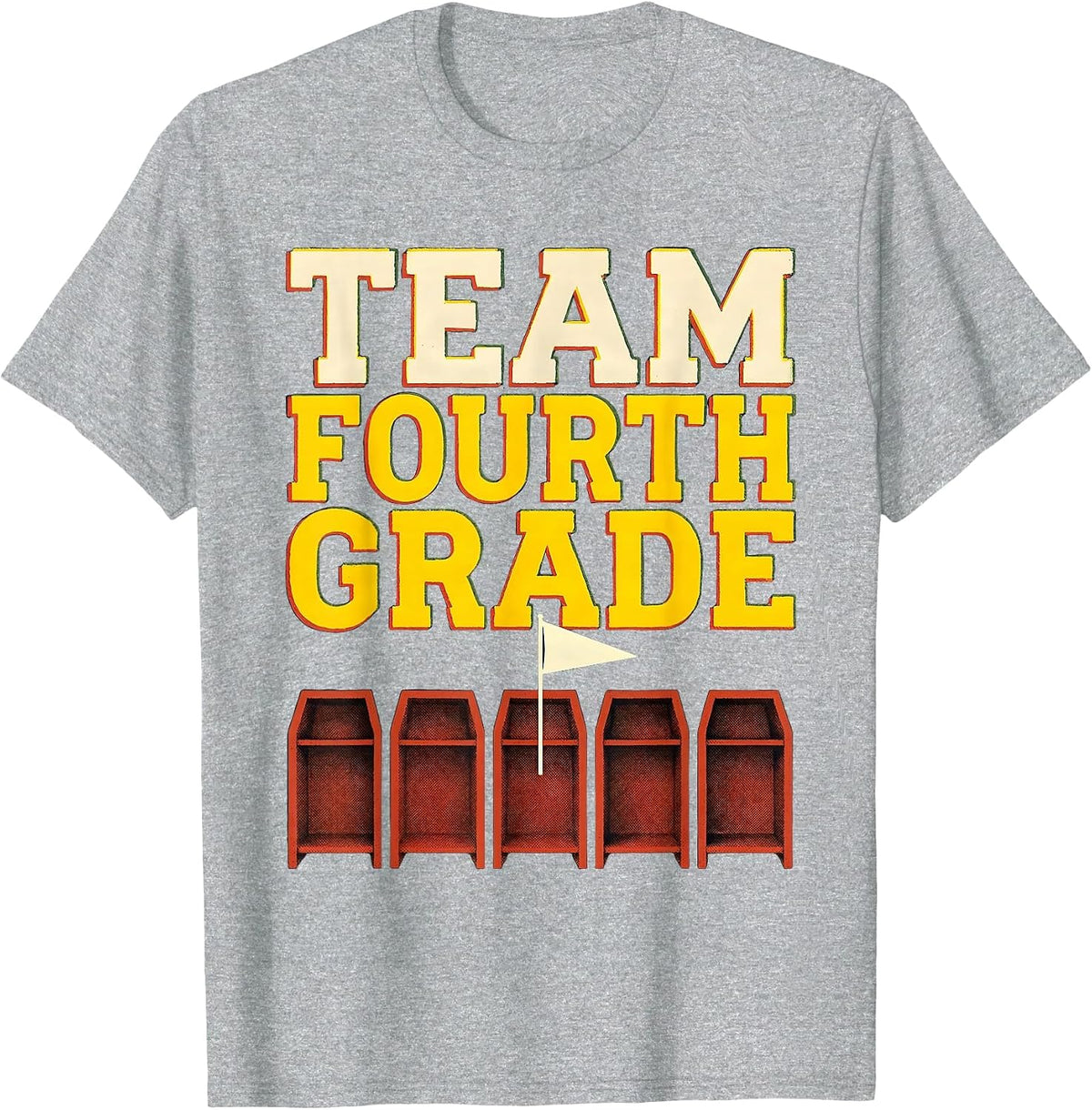 Men's Team Fourth Grade Screenprint Back To School Student Teacher T-Shirt - Heather Grey