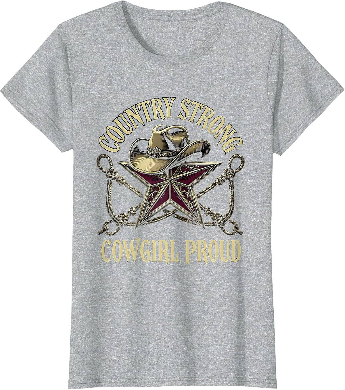 Women's Country Strong Cowgirl Proud Rodeo Design T-Shirt - Heather Grey