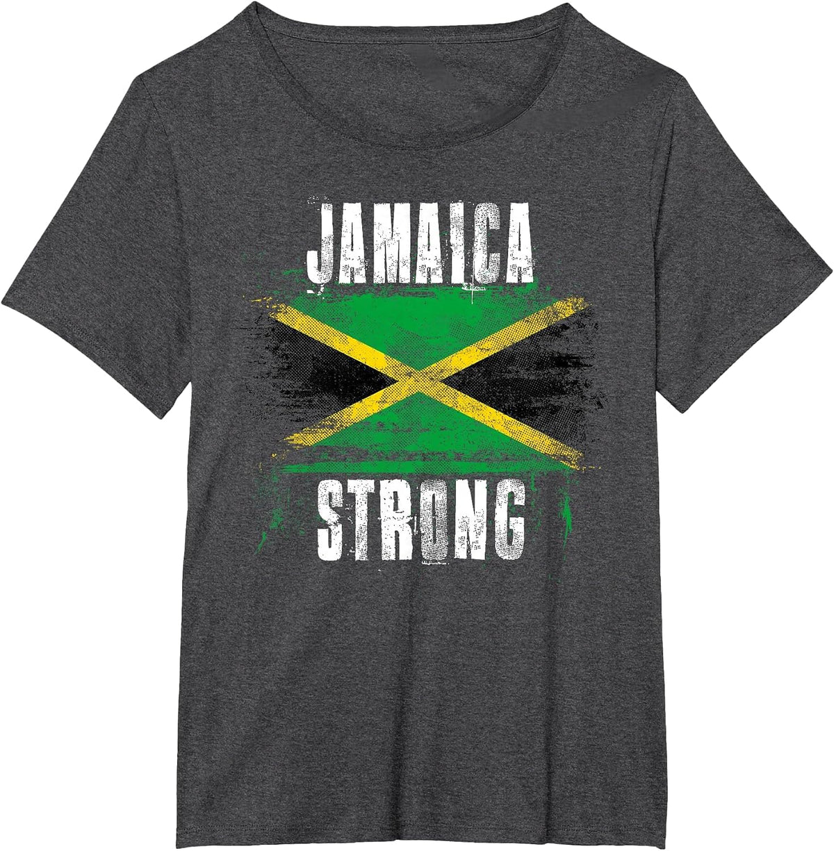 Jamaica Strong Distressed Flag - Jamaican Pride T-Shirt - Dark Heather Grey