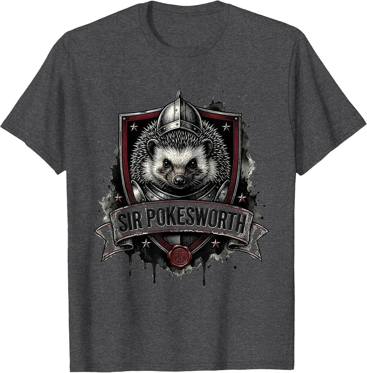 Men's Sir Pokesworth Offensive Knight Meme Bootleg Humor T-Shirt - Dark Heather Grey