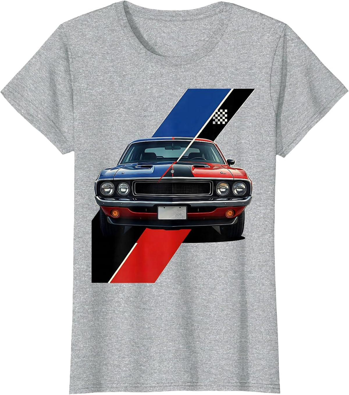 Women's Classic Muscle Car Racing Livery Graphic Car Guy Birthday T-Shirt - Heather Grey