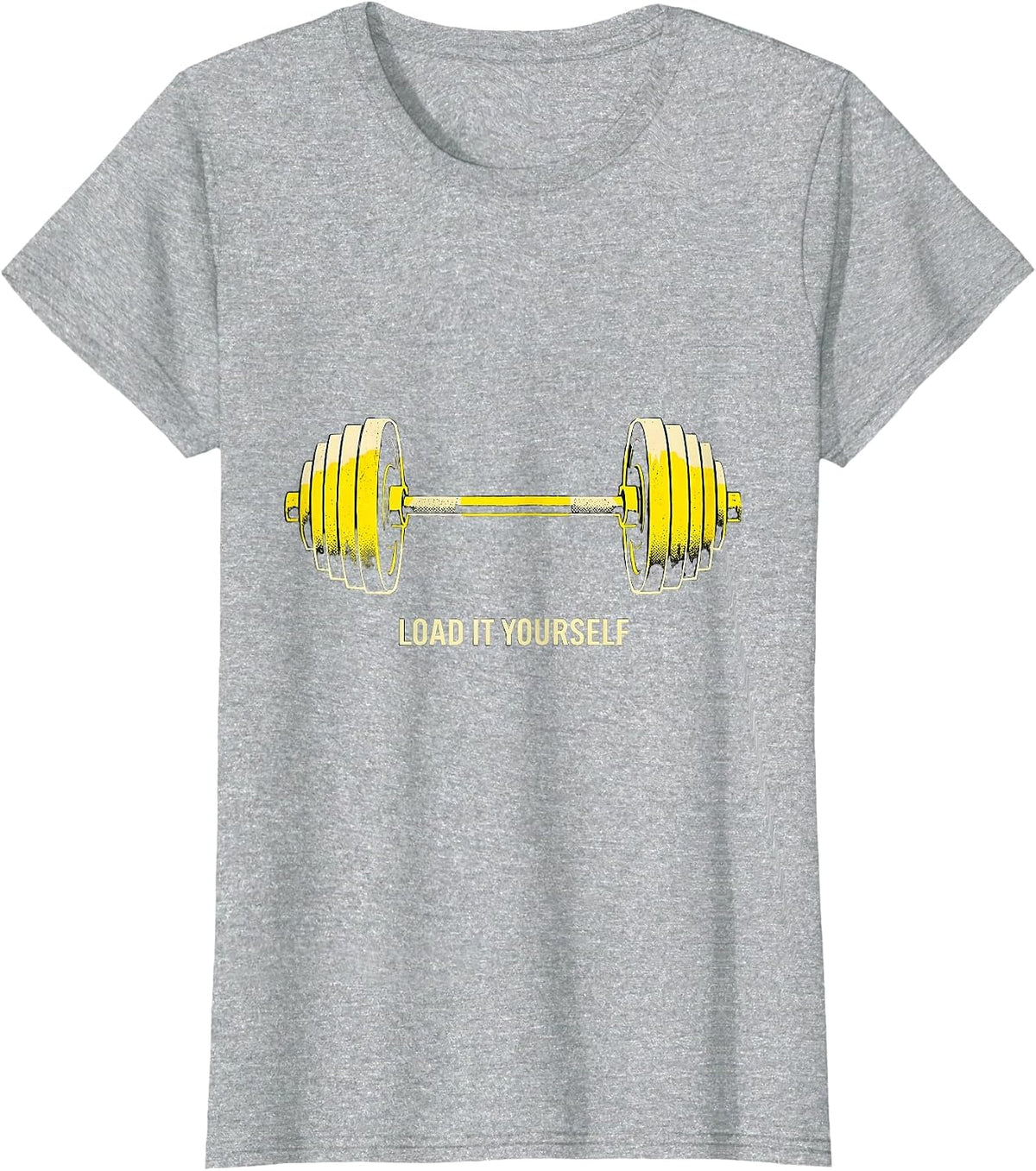 Women's Load It Yourself Stencil Graphic Gym Workout Deadpan Humor T-Shirt - Heather Grey