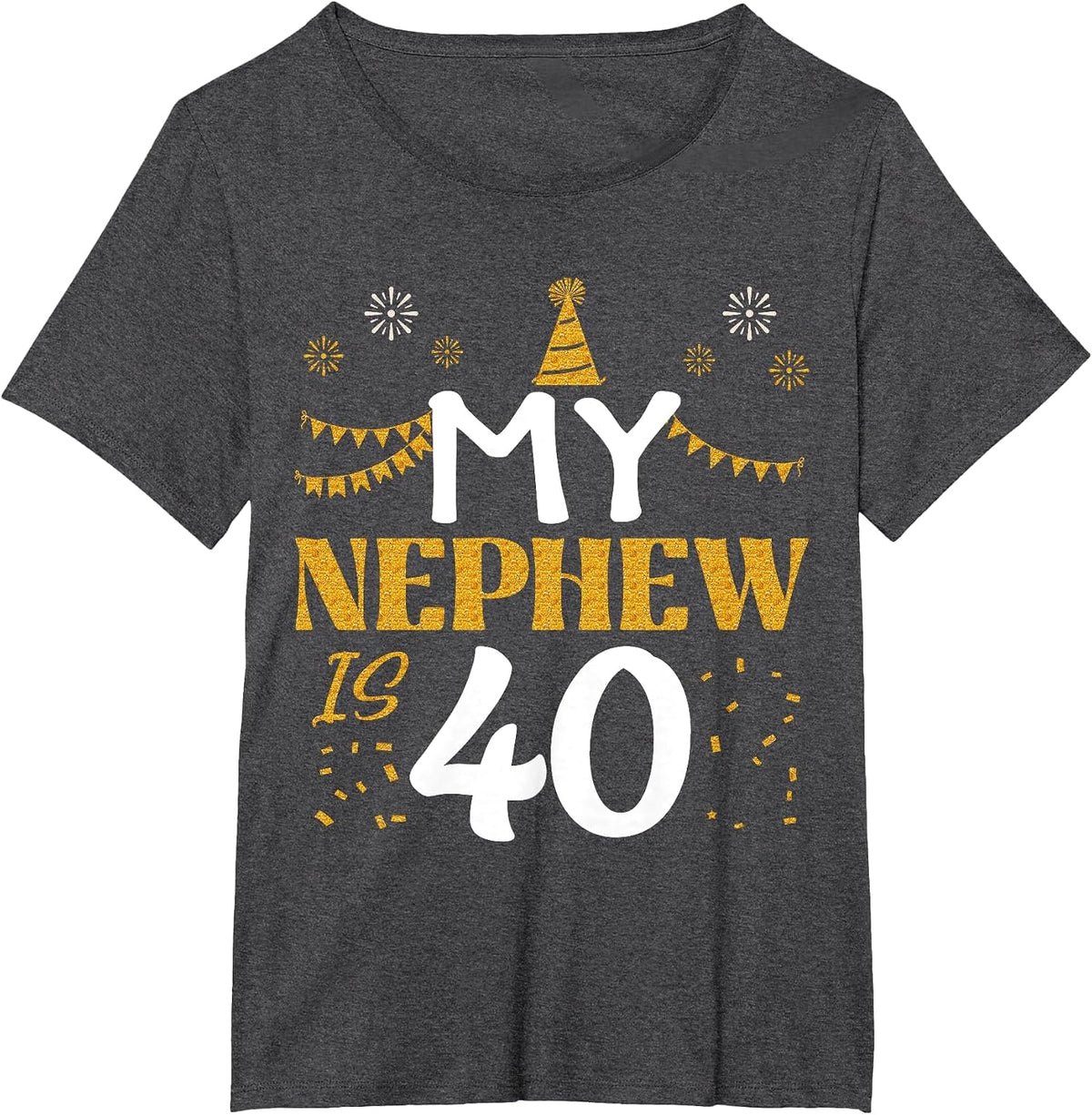 My Nephew is 40 40th Birthday 1985 40 Years Old Nephew T-Shirt - Dark Heather Grey