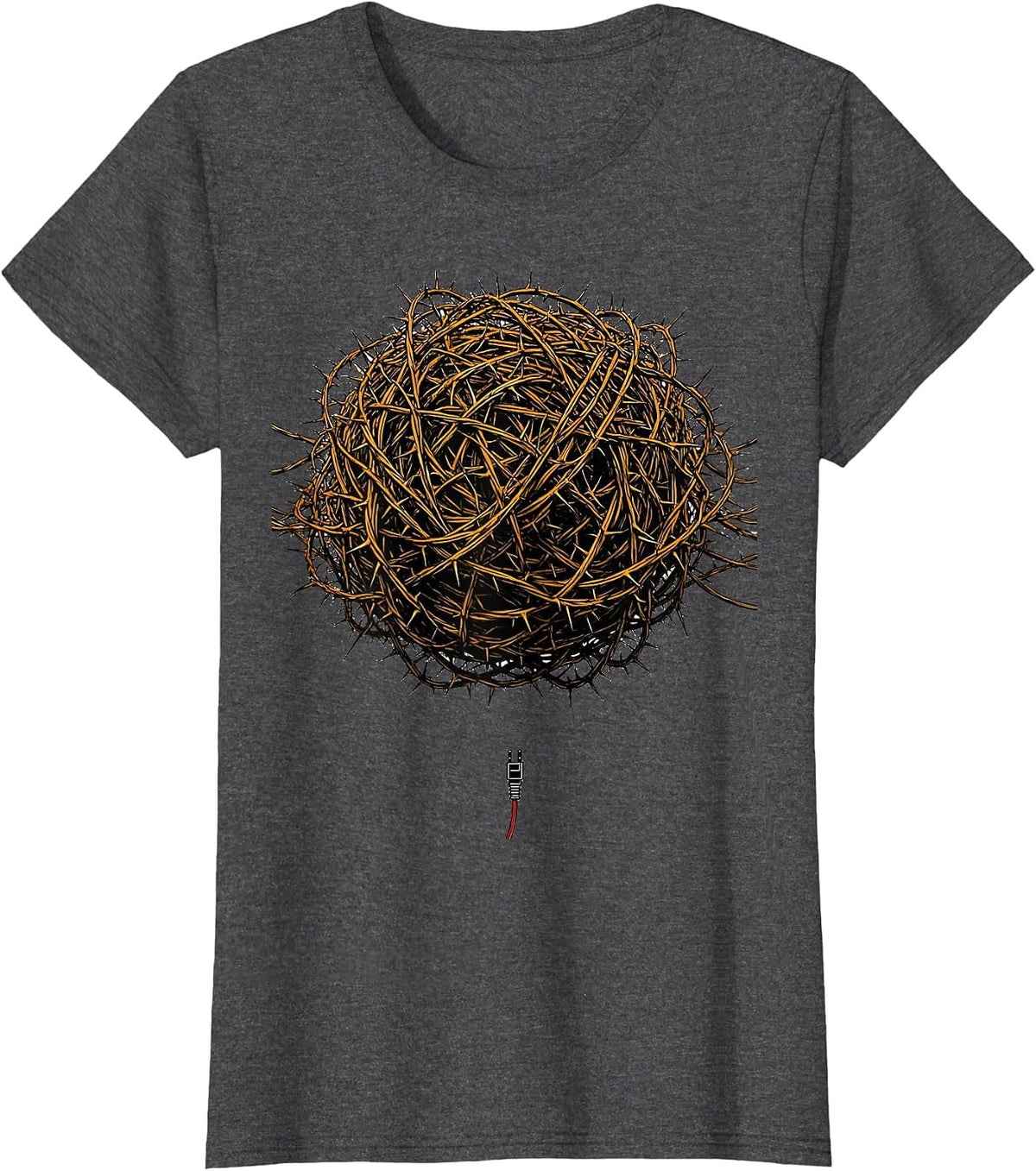 Women's Antenna Wire Tangled Ham Radio Operator Humor T-Shirt - Dark Heather Grey