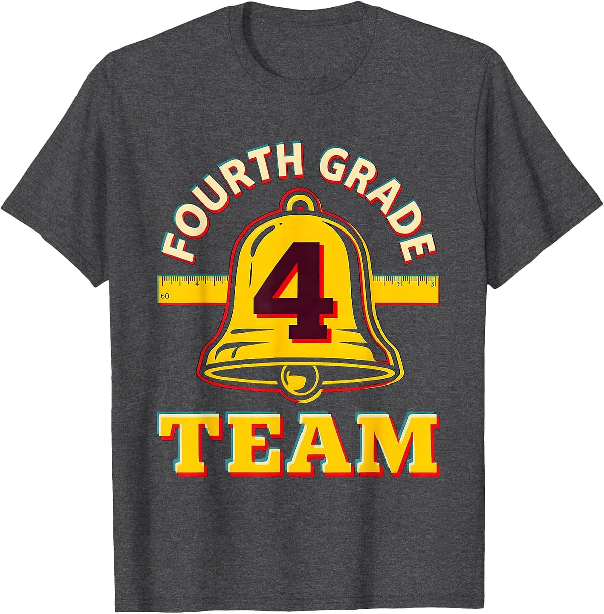 Fourth Grade Team Screenprint Poster Back To School Teacher T-Shirt - Dark Heather Grey