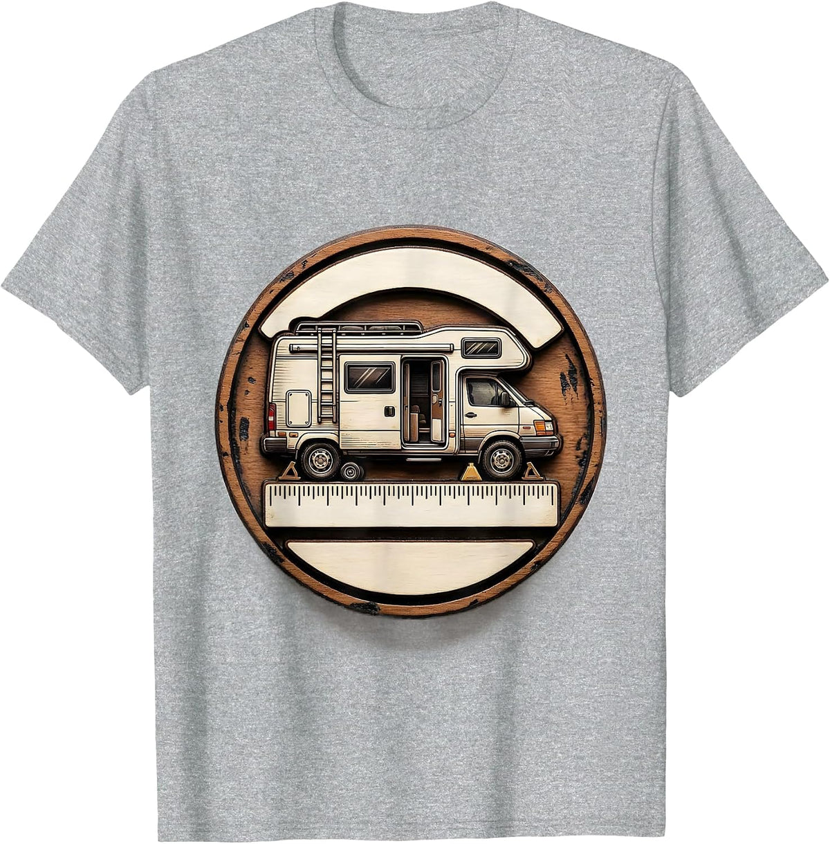 Men's Sealed Camper Van Badge Van Life Road Trip T-Shirt - Heather Grey