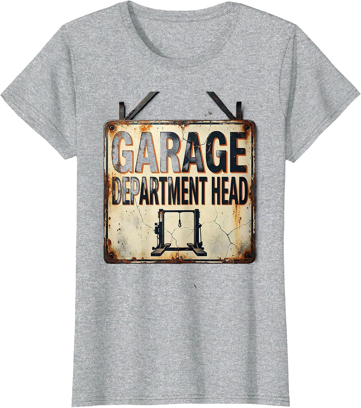 Women's Garage Department Head Distressed Mechanic Dad Joke Car Guy T-Shirt - Heather Grey