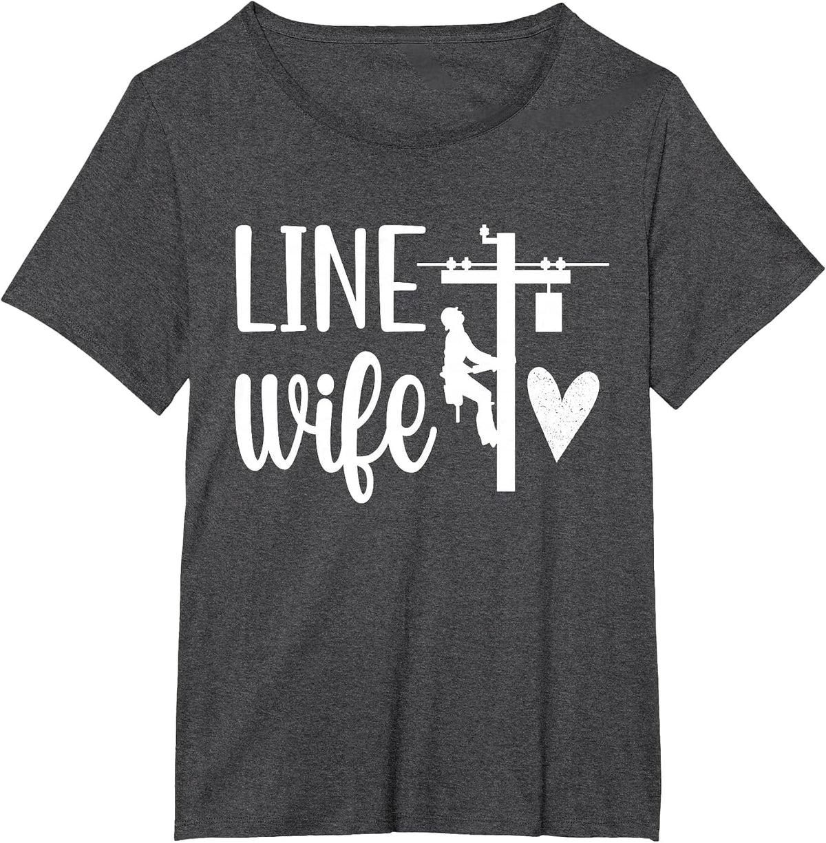 Line Wife | Lineworker Husband Linewife Proud Lineman Wife T-Shirt - Dark Heather Grey