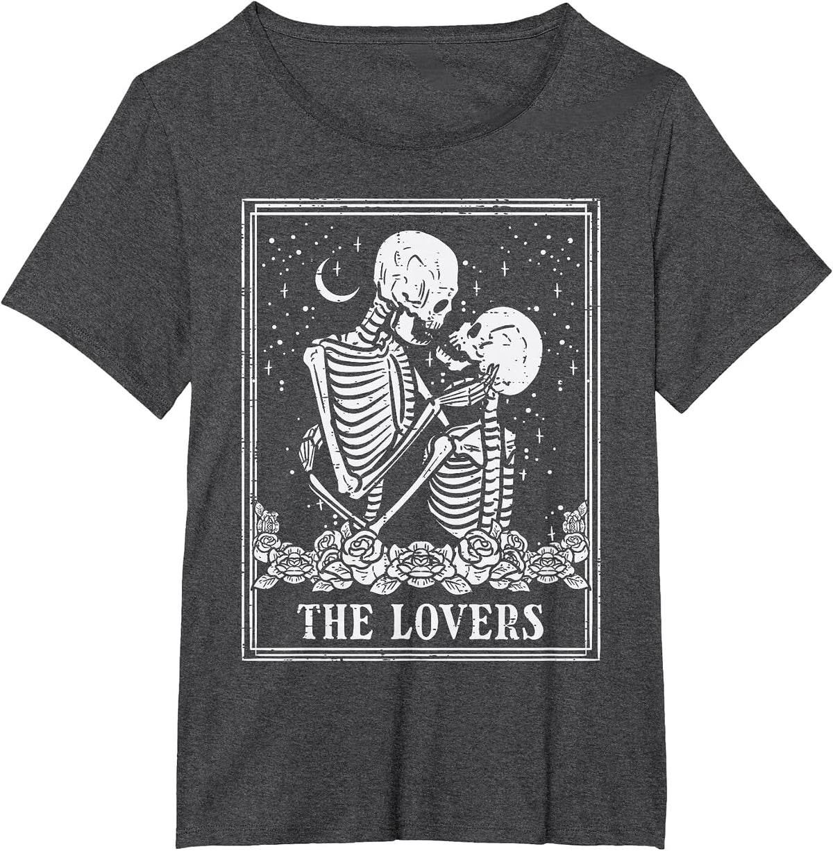 Halloween Skeleton Tarot The Lovers Couple Costume Men Women T-Shirt - Dark Heather Grey