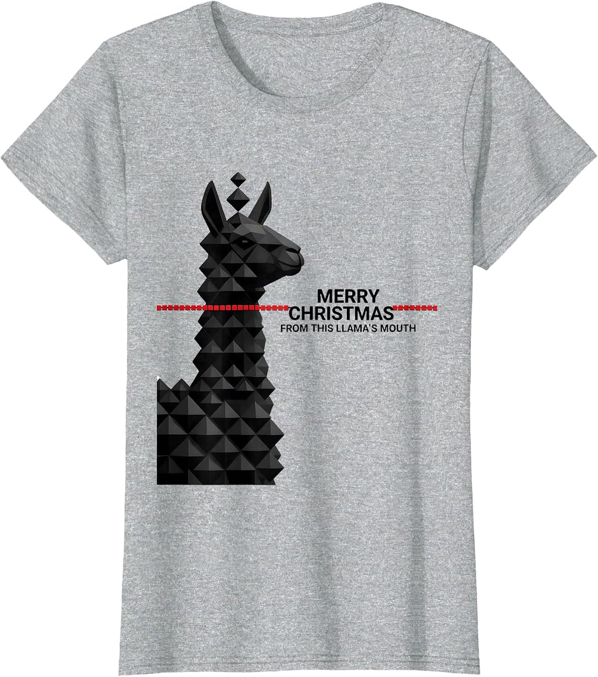 Women's Merry Christmas From This Llama's Mouth Funny Llama Lover T-Shirt - Heather Grey