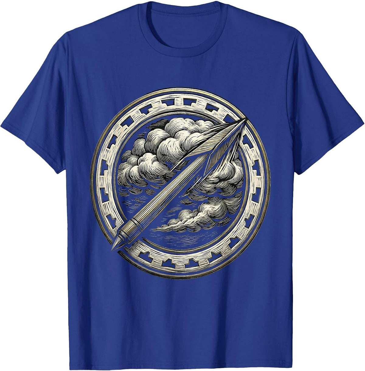 Javelin Through Storm Clouds Sports Graphic T-Shirt - Royal Blue