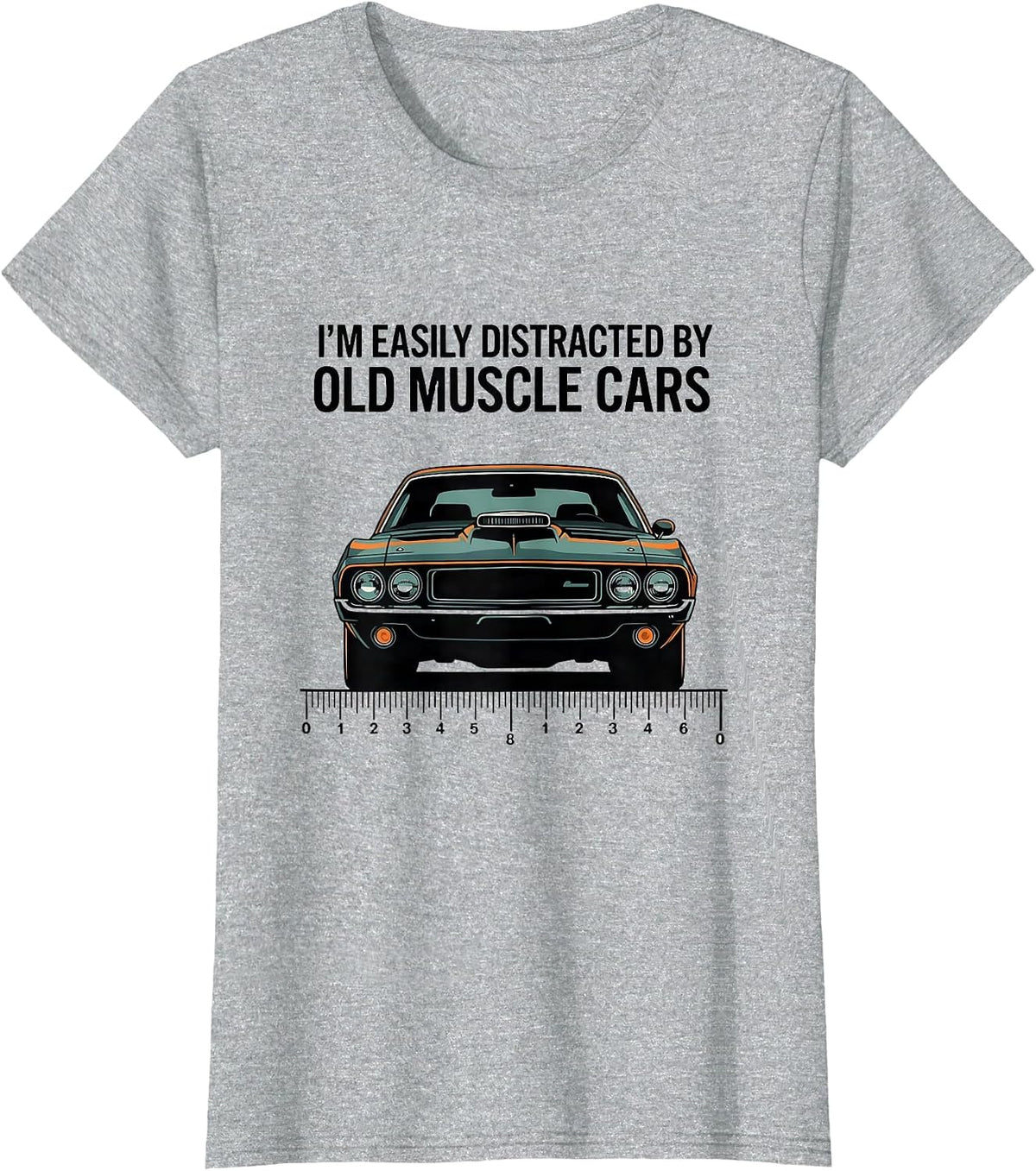 Women's I'm Easily Distracted By Old Muscle Cars Vintage Car Guy T-Shirt - Heather Grey