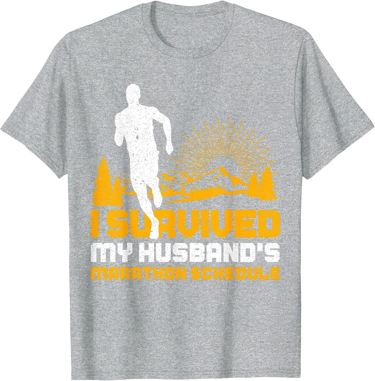 Wife of Marathon Runner Funny Running Run Athlete Gag Outfit T-Shirt - Heather Grey