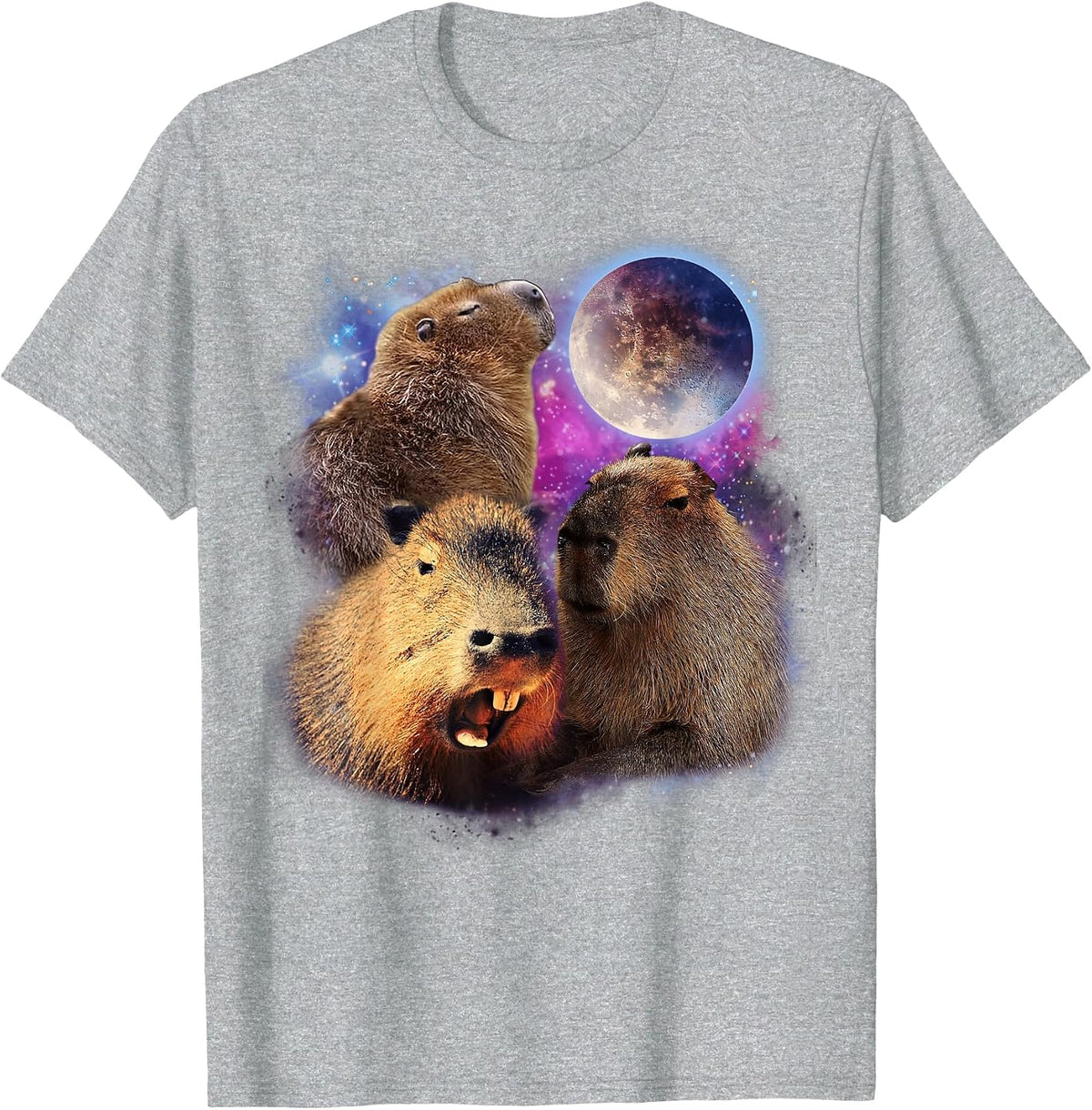 3 Capybara Moon Capybara Stuffed Animal for Men, Women, Kids T-Shirt - Heather Grey