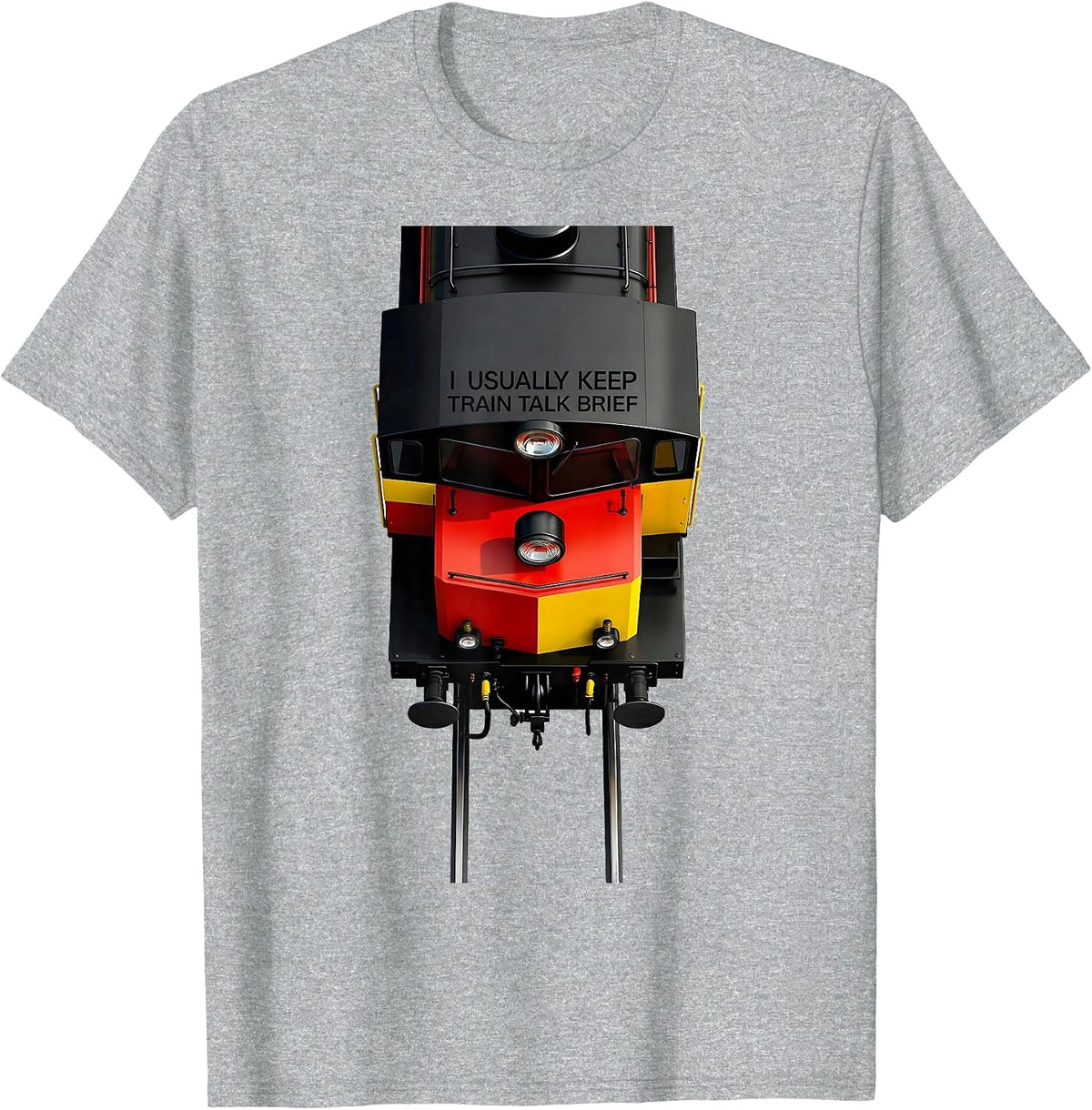 Men's I Usually Keep Train Talk Brief Funny Train Enthusiast Model T-Shirt - Heather Grey