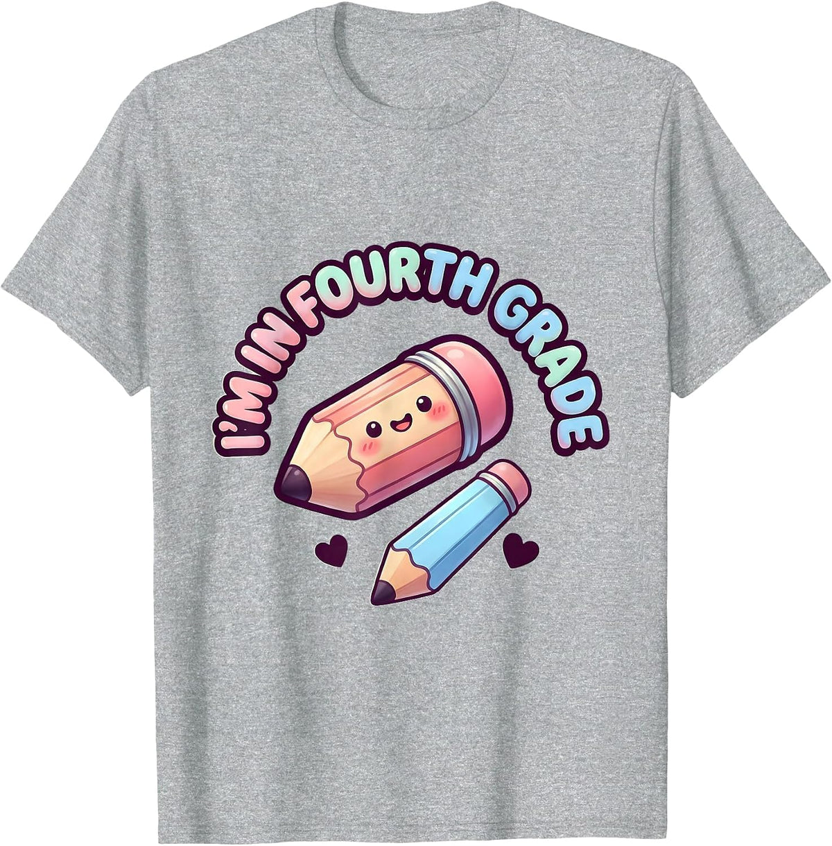 Men's I'm In Fourth Grade Cute Kawaii Back to School Pencil T-Shirt - Heather Grey
