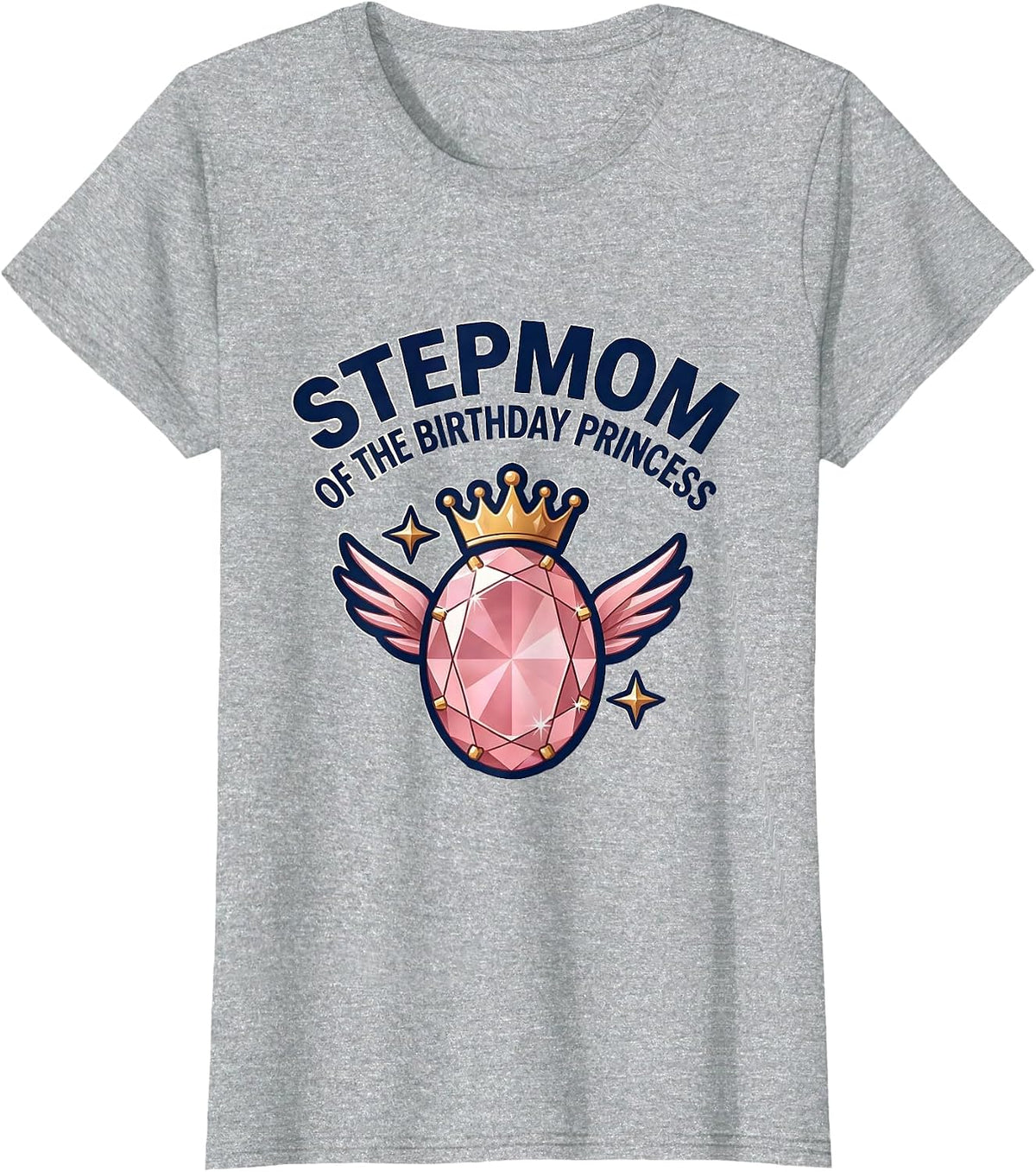 Women's Stepmom Of The Birthday Princess Magical Girl Emblem Family T-Shirt - Heather Grey