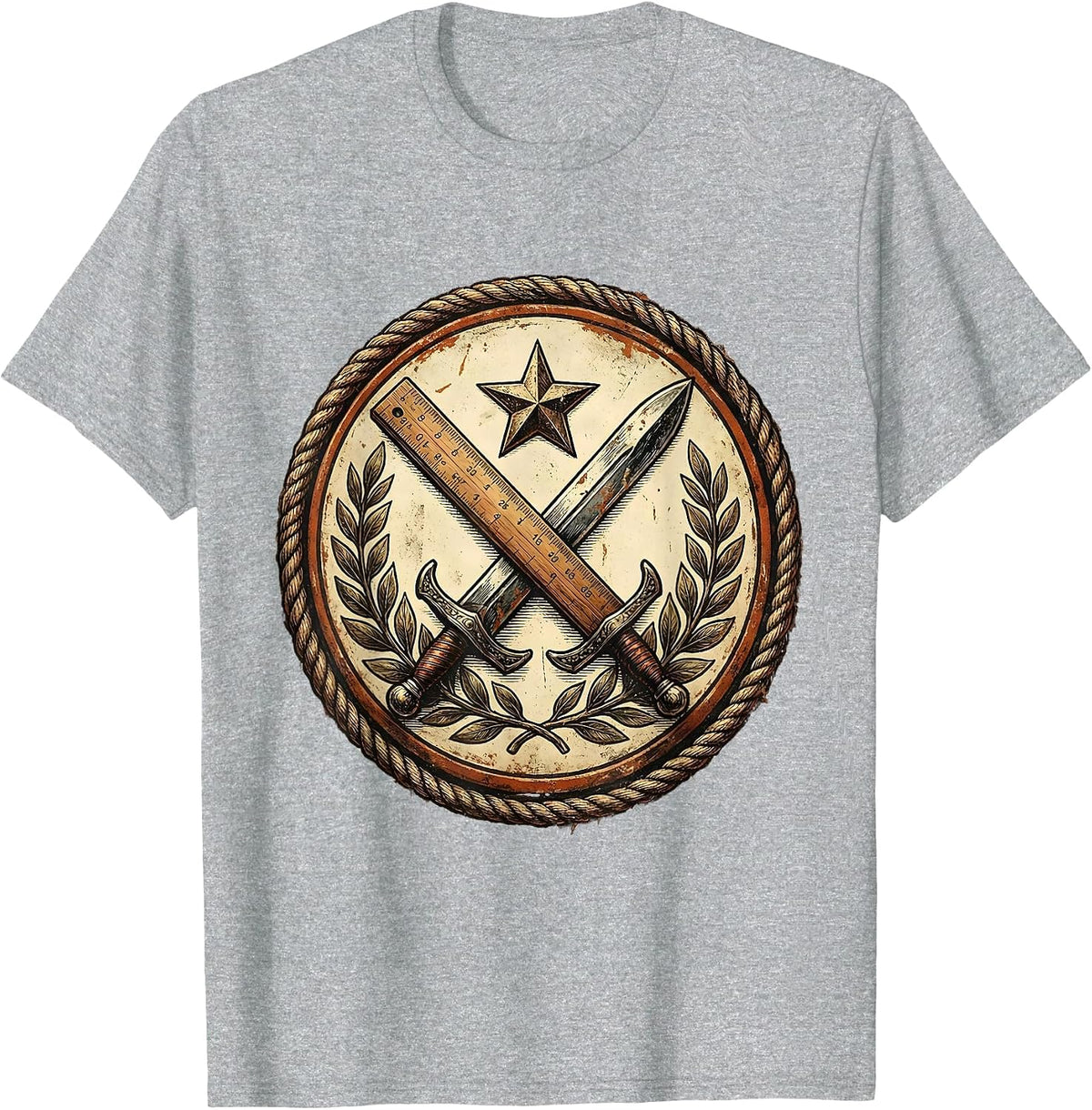 Men's Paraprofessional Pencil and Ruler Crossed Swords T-Shirt - Heather Grey