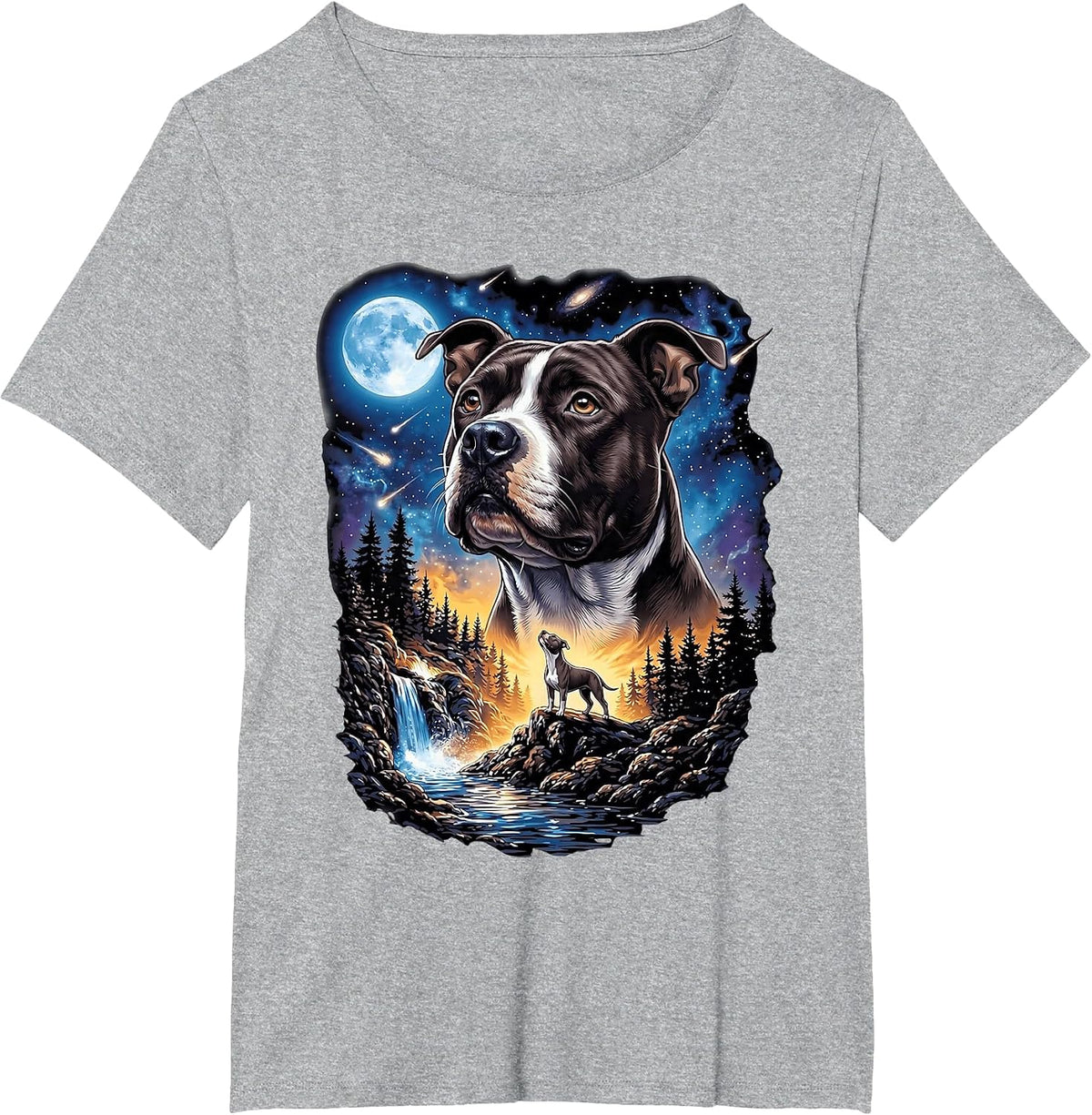 Night Vintage 90s Pittie Owner T-Shirt - Heather Grey