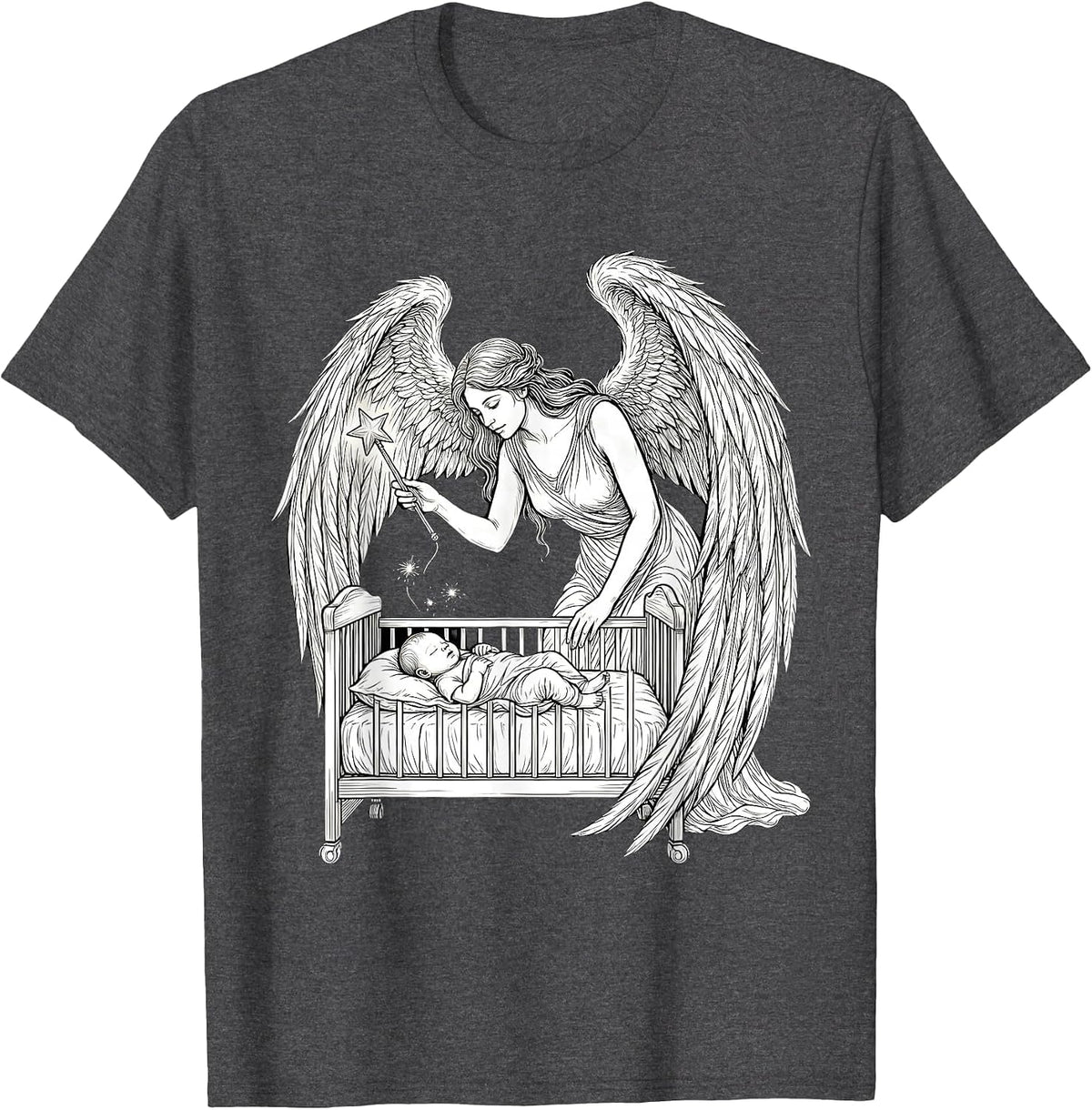 Winged Fairy Godmother New Baby Funny Gift T-Shirt - Dark Heather Grey
