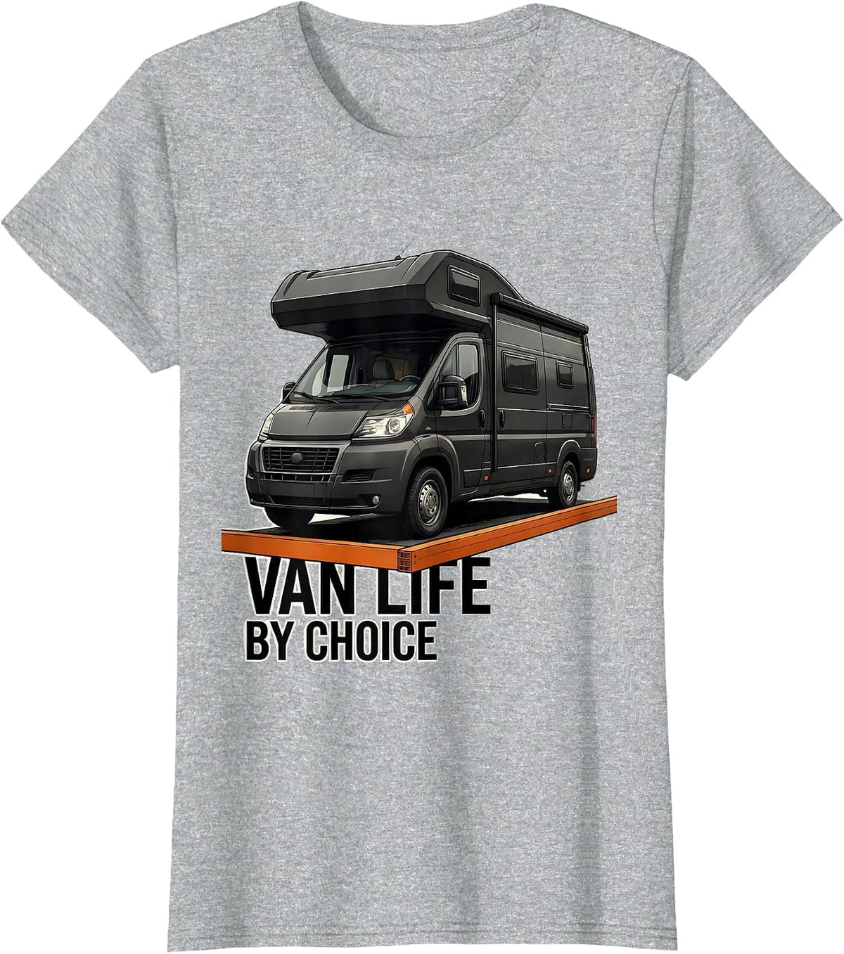 Women's Van Life By Choice Brutalist Retro Van Dweller Nomad Pride T-Shirt - Heather Grey