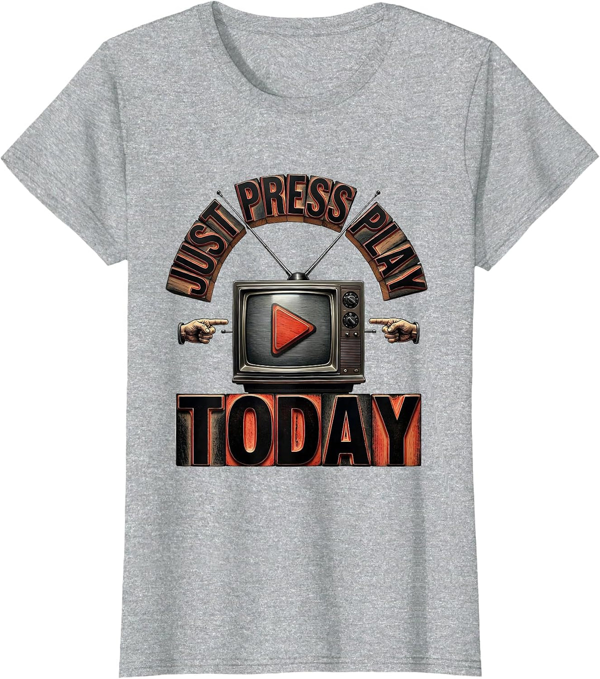 Just Press Play Substitute Teacher Design T-Shirt - Heather Grey
