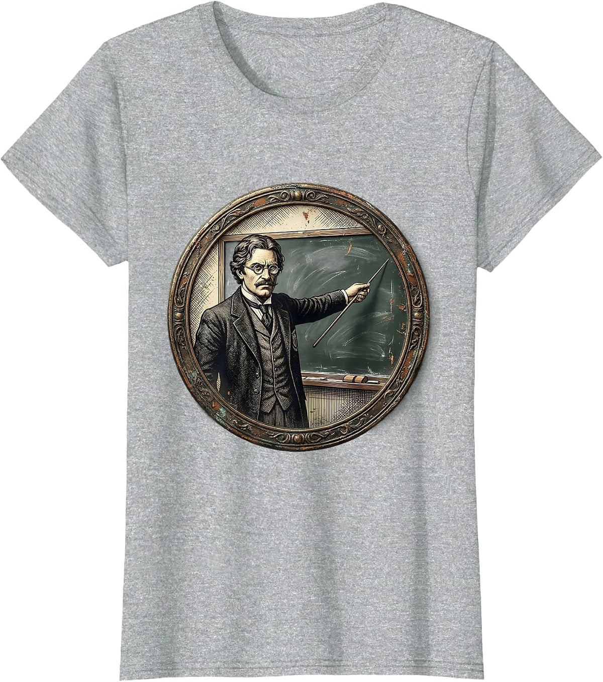 Substitute Teacher Chalkboard Illustration T-Shirt - Heather Grey