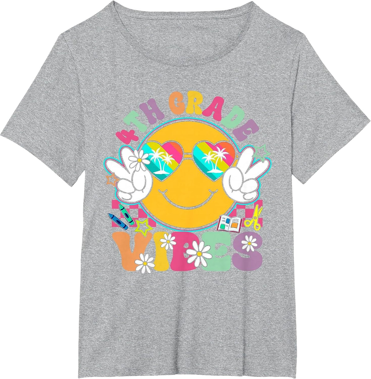 4th Grade Vibes Teacher Kids Back to School Fourth Grade T-Shirt - Heather Grey