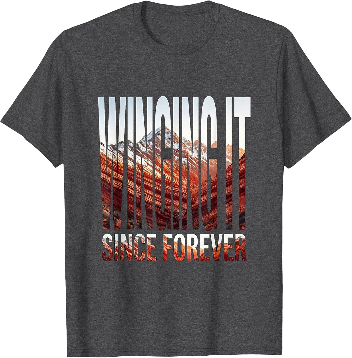 Winging It Since Forever Substitute Teacher T-Shirt - Dark Heather Grey