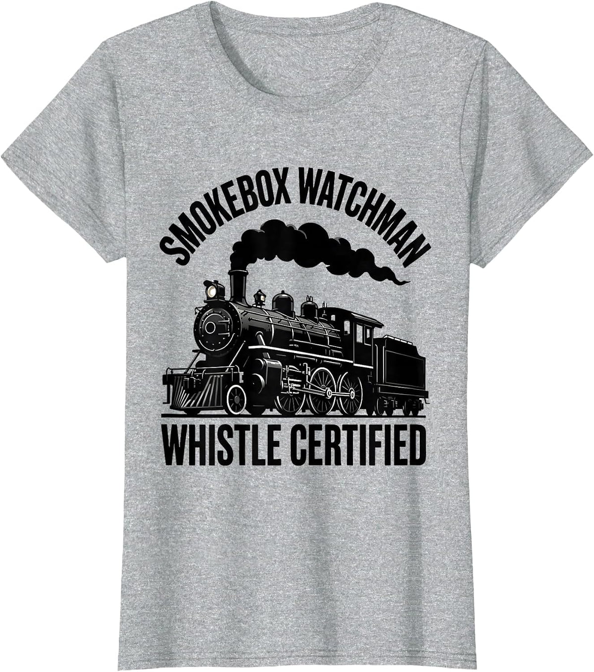 Smokebox Watchman, Whistle Certified Vintage Steam T-Shirt - Heather Grey