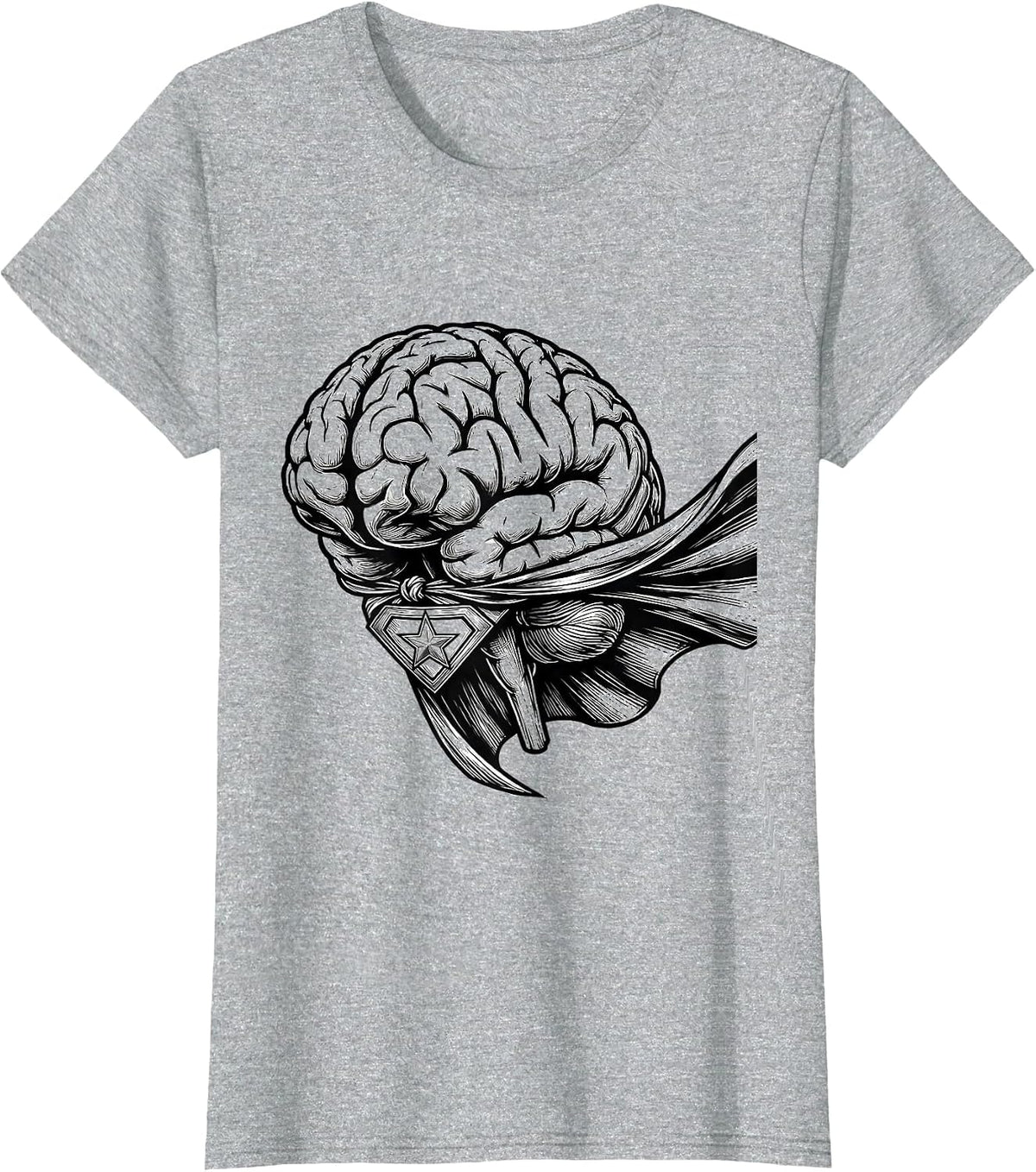 Women's Superhero Brain Paraprofessional Graphic Tee T-Shirt - Heather Grey