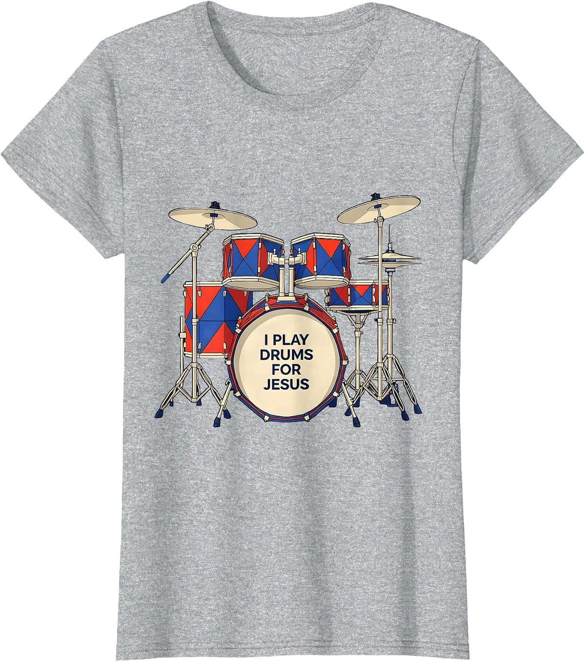 I Play Drums For Jesus Geometric Christian Musician Worship T-Shirt - Heather Grey