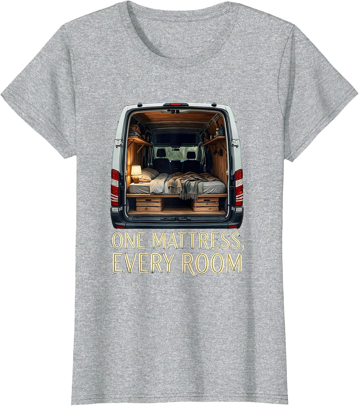 One Mattress Every Room Vintage Van Life Nomad Road-Trip T-Shirt - Heather Grey
