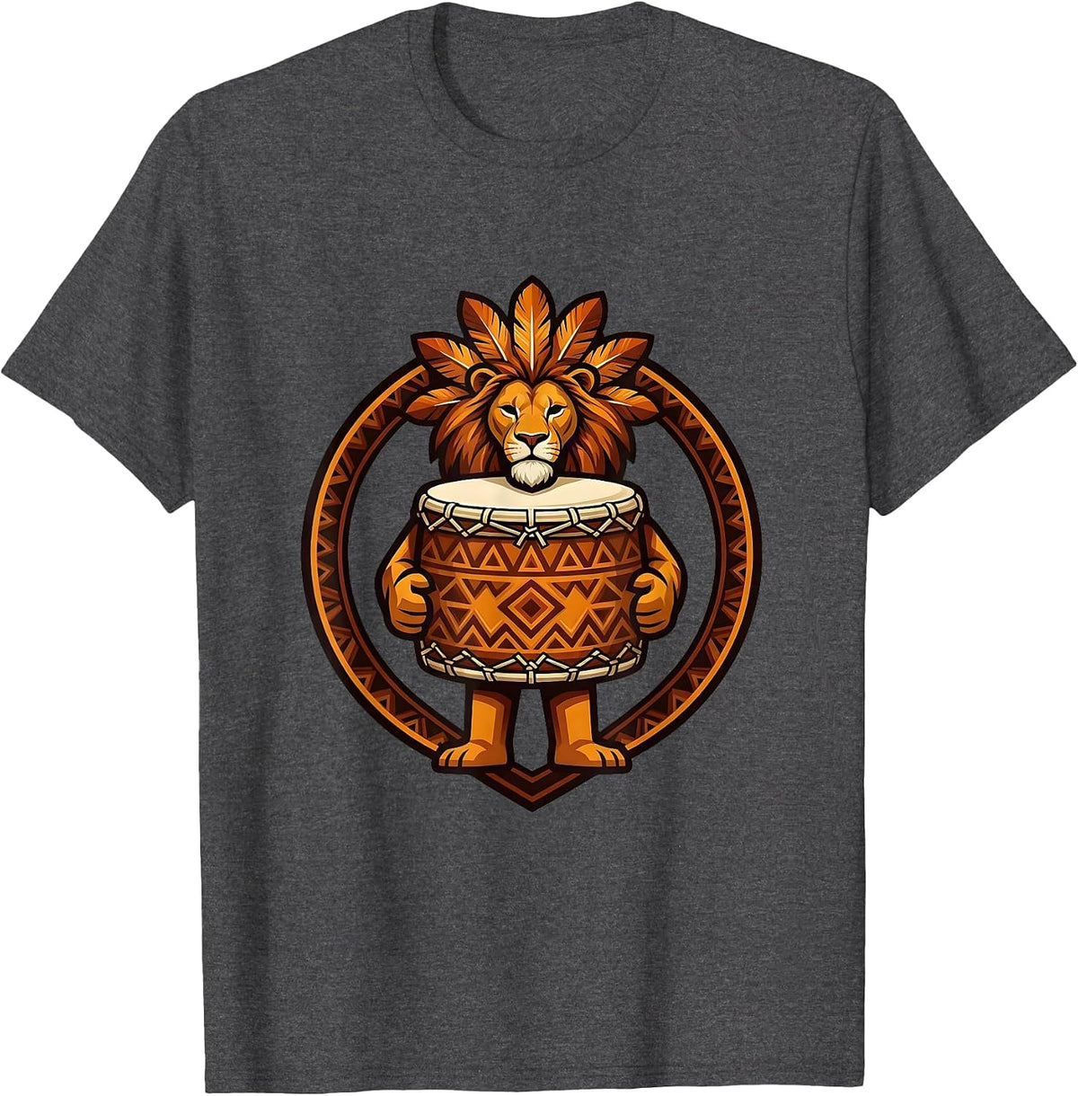 Isibindi House Tribal Drum Graphic T-Shirt - Dark Heather Grey