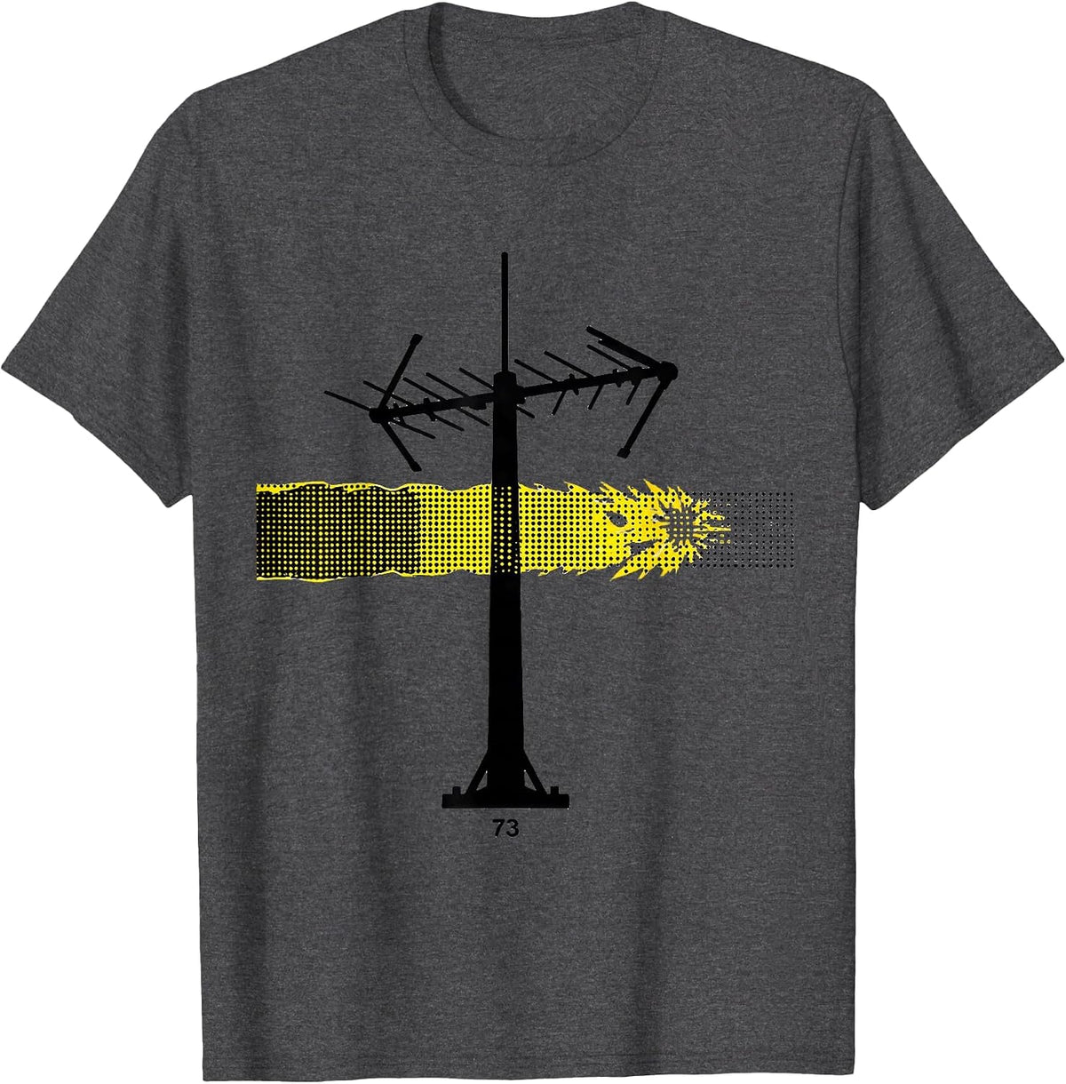 73 Stencil Graphic Ham Radio Operator Enthusiast Humor T-Shirt - Dark Heather Grey