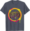 80s Rock Band Screaming Crowd Raised Fists Graphic T-Shirt - Heather Blue
